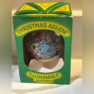 Vintage Christmas Aglow Illuminable Ornament light up ball bird floral flowers